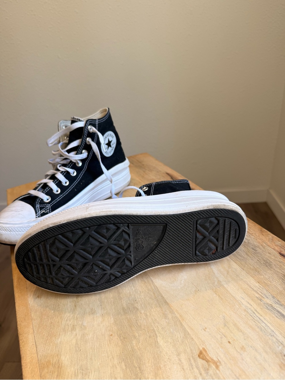 Converse chuck taylor all star move canvas platform high top black white w10.5 - Picture 6 of 9
